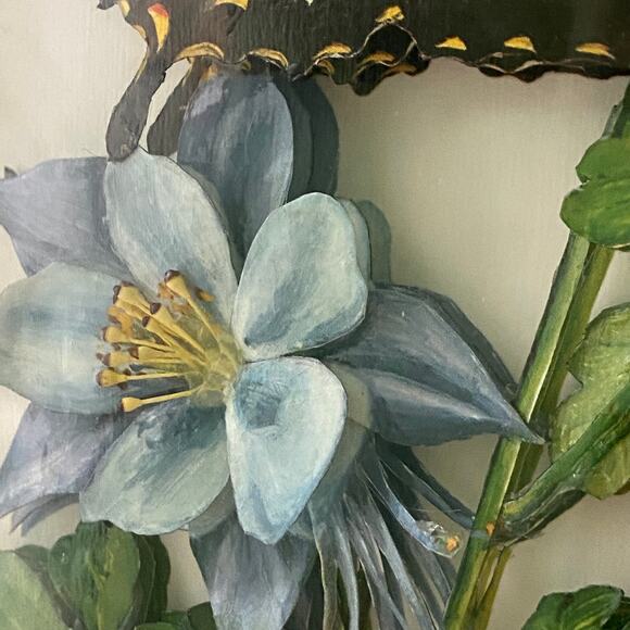 Vtg 3D Butterfly Flower Art Shadow Box Frame 1986 Crystal Skelley Raised Decor - Picture 5 of 7